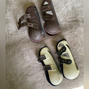 Bundle of Veredus Olympus open front Horse Boots Brown and white